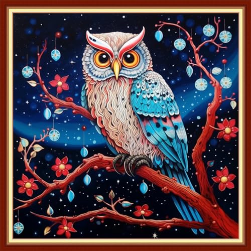 Funxvoot Stamped Cross Stitch Kits Beginners Full Range of Embroidery Kits for Adults 11CT Embroidery Patterns Needlepoint Kits Printed Cross Stitch Kits -（Starry Owl 18x18 inchs） - color: Cross Stitch Kits 03