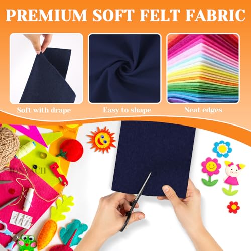 IONTACH 9" X 12" Felt Fabric Sheets 1.6mm Thick (12 Packs, Navy Blue) - color: Navy Blue
