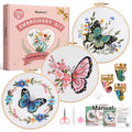 Meyocky Butterfly Flower Embroidery Kit for Beginners with Stitch Videos - color: Butterfly