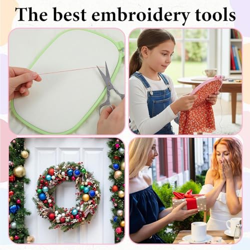 JINJUMEI 3 Pack 3 Size Square Embroidery Hoops, Cross Stitch Hoop, Embroidery Hoop, Rectangular Cross Stitch Embroidery Frame DIY Sewing Tool for Quilting Silk-Painting(3 Color)