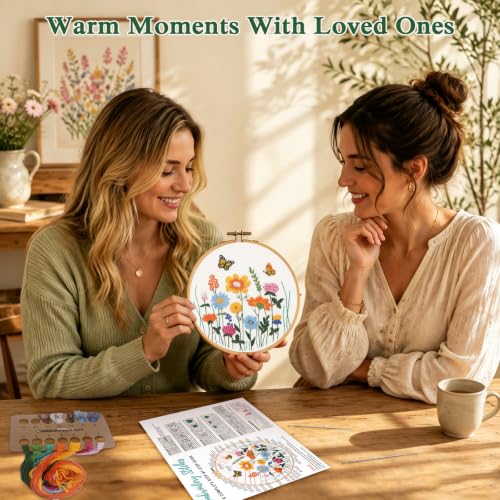 Louise Maelys Floral Butterfly Embroidery Kit for Beginners, DIY Craft - color: Floral Butterfly