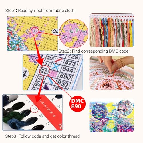 HKLIOPU Stamped Cross Stitch Kits - Sunflower Flower Embroidery Starter Kit for Adult Beginners, 11CT Needlepoint Cross-Stitch Patterns Dimensions Kit Arts and Crafts 16X 16 inch - color: USL-003