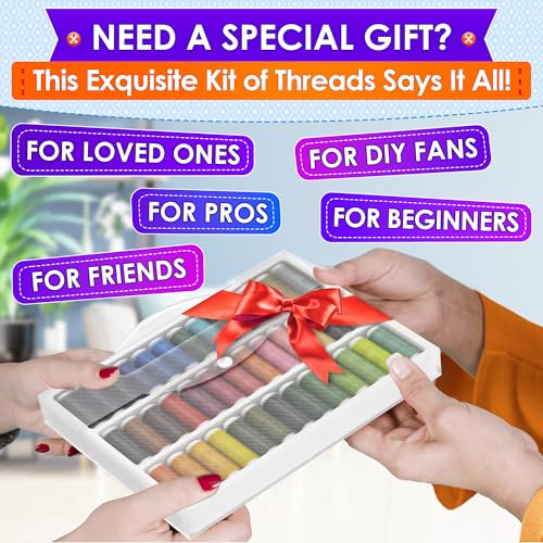 Sewing Thread Set, 39 Colors, 140 Yards Per Spool, Case Included - color: Multicolor