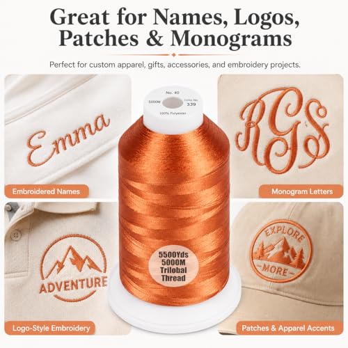Simthread 5500Yds/5000M 40WT Polyester Embroidery Thread Clay Brown 339 - color: Clay Brown-339