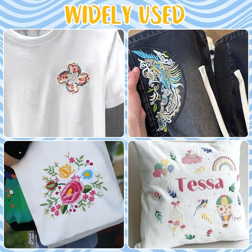 JIUHSHN Water Soluble Embroidery Stabilizer, 12 Sheets 8.5" x 11" Printable Self-Adhesive Stick and Stitch Transfer Paper, Wash-Away Embroidery Paper for Hand & Machine Embroidery