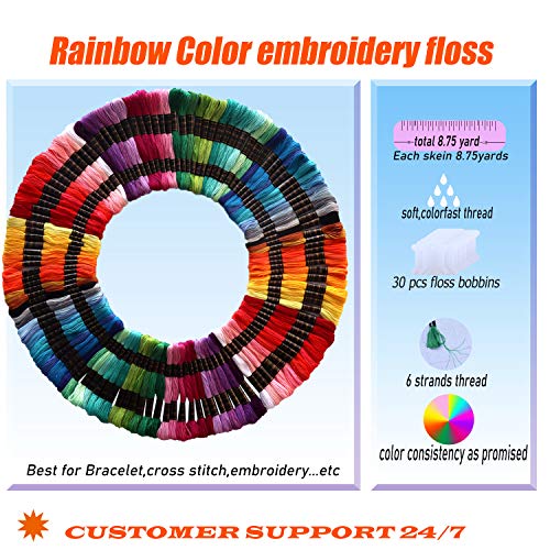 MOYYON 122 Skeins Embroidery Floss - Embroidery Thread - Friendship Bracelet String with Free Set of 30 pcs Floss Bobbins for Cross Stitch, Hand Embroidery, String Art