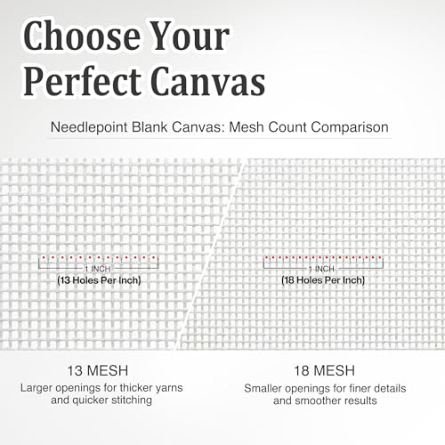 2 Pack 13 Mesh Needlepoint Canvas, 20" x 18" Cotton Blank Canvas - color: 13 Mesh-18*20"-2P