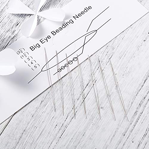 Craftdady 10Pcs Big Eye Beading Needles 2.24-Inch Stainless Steel Collapsible Embroidery Sewing Needles for Jewelry Making - color: Stainless Steel Color, 2.24"