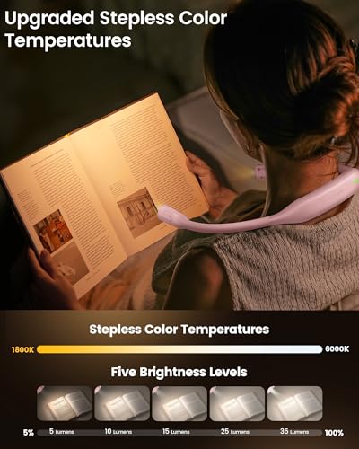 Glocusent Neck Book Light, Rechargeable Neck Lights for Crafts Reading - color: Pink