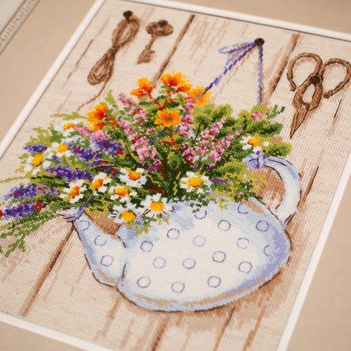 RIOLIS 2020 Summer Tea Counted Cross Stitch Kit 9.5 x 11.75 in - style: Rustic