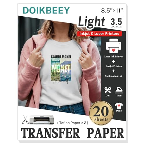 Heat Transfer Paper - 20 Sheets, 8.5" X 11" Light Iron On Transfer Paper - color: Light, size: 20 Sheets