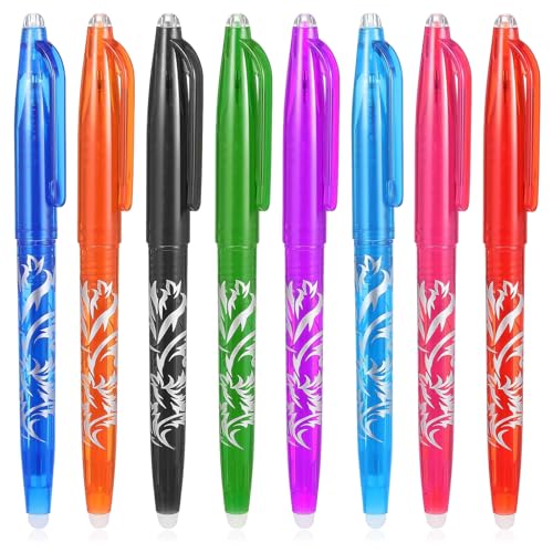 8pcs Heat Erasable Pens for Fabric, Disappearing Ink No Ghost Lines