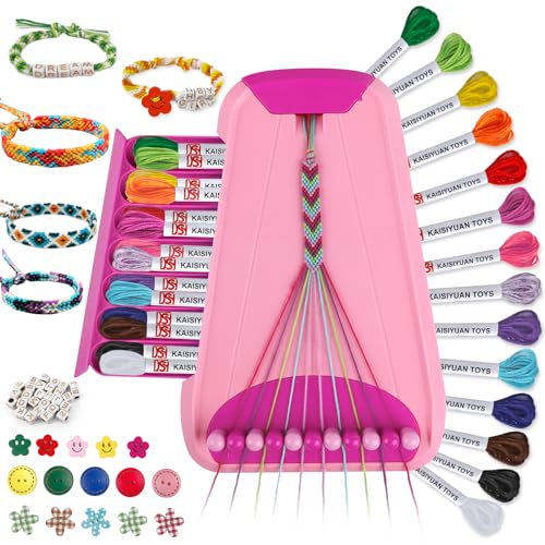Maynacs Friendship Bracelet Making Kit for Girls 8-12, 28 Pre-Cut Threads - color: Pink