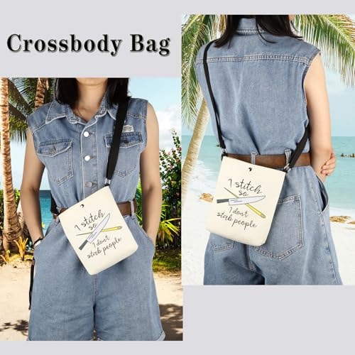 GJTIM Needleworker Gift Cross Stitch Project Bag I Stitch So I Don’t Stab People Sewing Project Bag for Cross Stitch Lover (Stab People CB) - color: Stab People CB