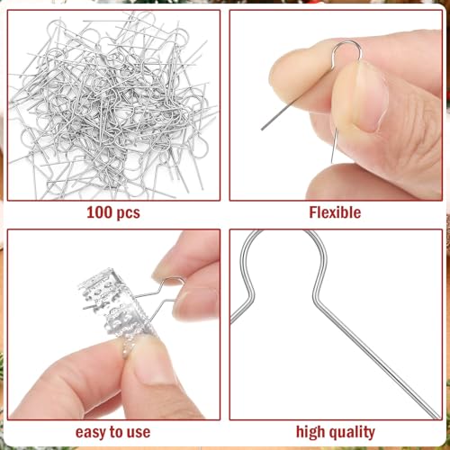 Moxweyeni 100 Pcs Christmas Spring Steel Wire Ornament Hooks Hangers