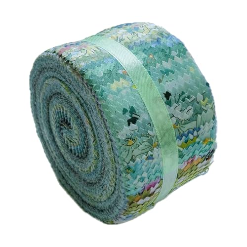 100% Cotton Jelly Roll Fabric Strips for Quilting and Sewing- Green Mood - color: Green Mood