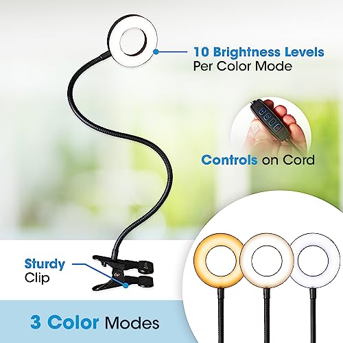 OttLite Capture Clip-On LED Ring Light, Black - color: Black Clip-On Light