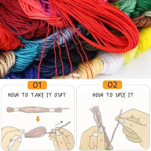 Maxee Embroidery Thread Floss, 100 Colors Skeins Rainbow Cross Stitch Thread, 8m Friendship Bracelet String Kit Craft Floss, Needlepoint Cotton Yarn - size: 0-100 colors