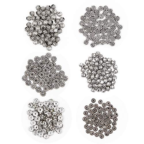 EuTengHao 600pcs Spacer Beads Jewelry Bead Charm Spacers Alloy Spacer Beads for Jewelry Making DIY Bracelets Necklace and Crafting (12 Styles,Silver and Gold)