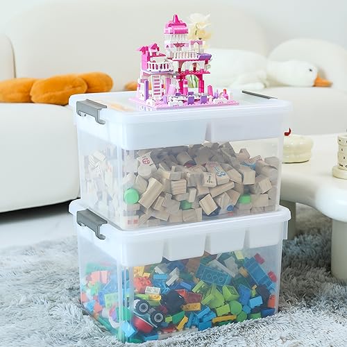 Citylife 17QT 4Packs Clear Craft Organizers and Storage Box with Tray - size: 17 Qt- 4 Pack