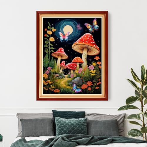 Funxvoot Stamped Cross Stitch Kits Beginners Full Range of Embroidery Kits for Adults 11CT Embroidery Patterns Needlepoint Kits Printed Cross Stitch Kits-Moon Mushroom 16x20 inch - color: Craftsstyle14