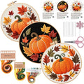 Konrisa Pumpkin Embroidery Kits, Stamped Embroidery Starter Kit for Adult with Hoop,Needlepoint Cross Stitch Kit,Set of 3 - color: yellow pumpkin