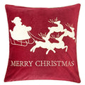 Embroidery Red Velvet Throw Pillow Cover, Merry Christmas Series Santa Claus Sledge Luxury Soft Fuzzy Cozy Warm Slik Gift Square Couch Cushion Pillow Case 20 x 20 Inch, Cover Only - color: U7-santa Sledge