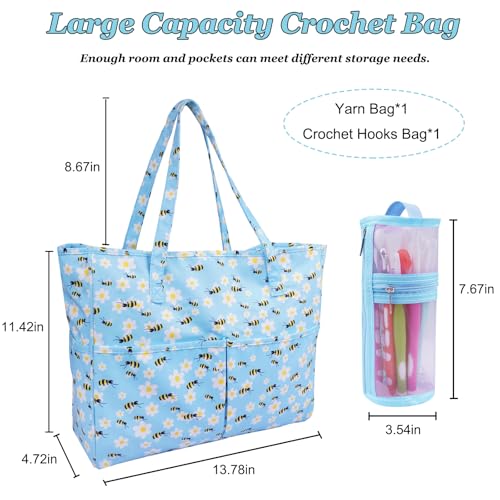 Hobekoee Crochet Bag Organizer Yarn Storage Organizer - color: Blue