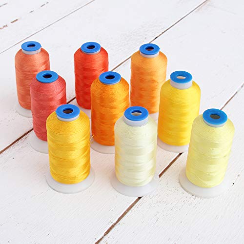 9 Color Set ThreadArt Machine Embroidery Thread, 1000M, Sunrise - color: SUNRISE COLOR BUILDER