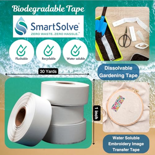 Water-Soluble Tape | 1” x 30 Yards | Dissolves Quickly in Water | Self Adhesive | Mask for Hydrographics & Double Dipping | Crafts & Labels | Biodegradable | Eco-Friendly - size: 1-Inch x 30yd