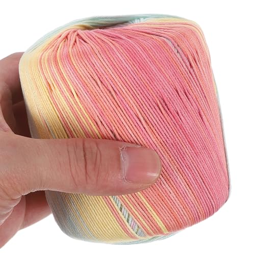 Healifty Rainbow Cotton Yarn Gradient Lace Thread for Hand Knitting Crochet Embroidery DIY Scarf Hat Shawl Sweater Blanket 1 Roll