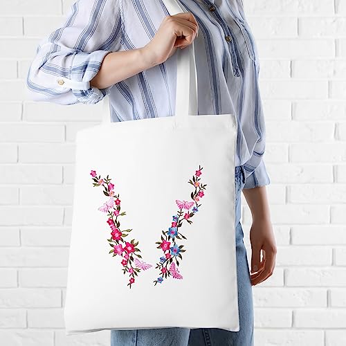 CHANZET Flower Iron On Patches 4pcs, Butterfly Flower Embroidered Patches, Floral Applique Embroidery Patches for Clothes Dresses Decorative DIY Craft Sewing