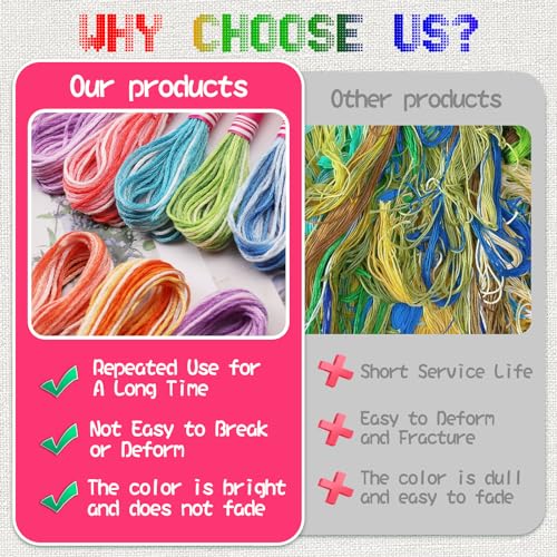 16 Skeins Embroidery Thread, 8 Color Cross Stitch Thread - color: Colorful Series