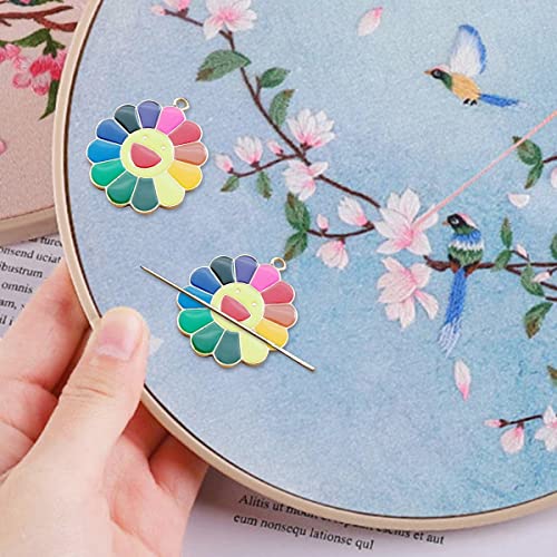 2 Pieces Classic Sun Flower Magnetic Needle Minder for Cross Stitch, Keepers Sewing and Embroidery Kit，Set of Pin Holders Crafts Needlework Supplies (csljmy20220723-0007)