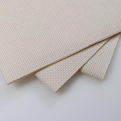KCS 3 pc of 12" x 18"(30cmx45cm) Counted Cotton Aida Cloth Cross Stitch Fabric (Ecru,14CT) - color: Ecru, size: 14CT