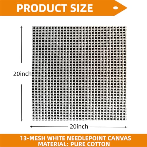 Needlepoint Canvas 13 Mesh 20x20 inch,Cotton Blank Embroidery Fabri
