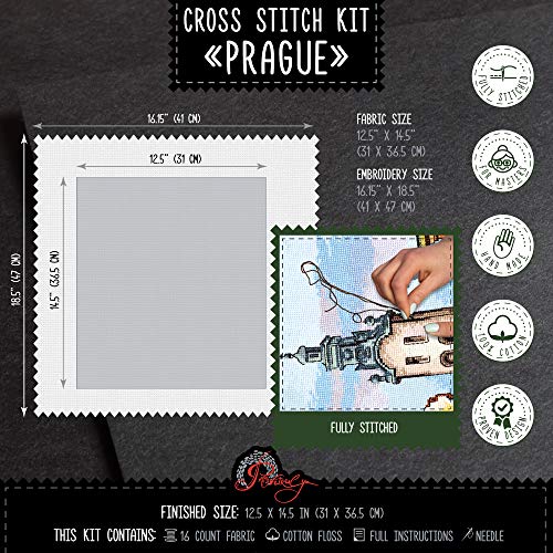 Hand Embroidery Kit 'Prague' Cross Stitch City Landscape Counted Pattern - color: Prague