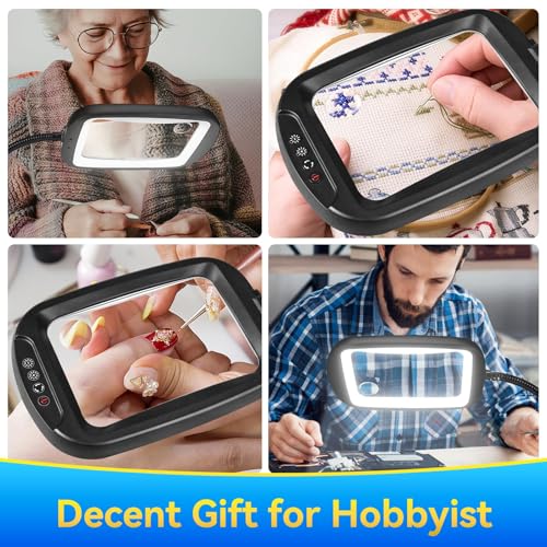 30X 10X Extra Large Floor Magnifying Glass with Light and Stand - color: Black