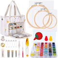 Peirich Embroidery Kits, Embroidery Storage Organizer Bag with Embroidery Floss Embroidery Hoop Aida Cloth, Cross Stitch Kits for Beginner, Adults