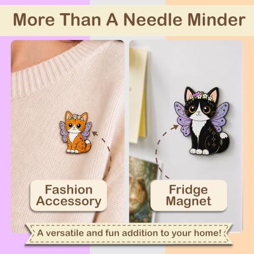 Kraftex Magnetic Needle Minder. Needleminder for Embroidery & Sewing. Cute Needlepoint Accessories. Magnetic Needle Holder for Cross Stitch. Cute Magnet Pin Gift - color: Whimsical Cats