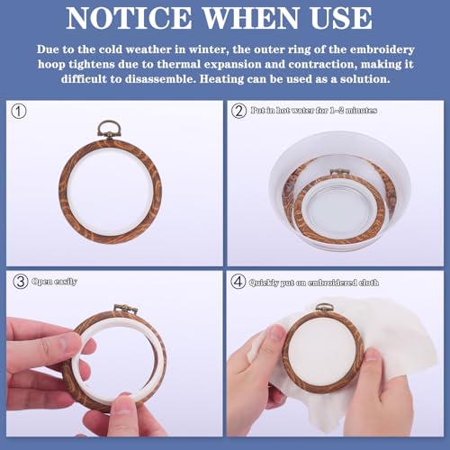 8 Pcs/Set Mini Embroidery Hoops 3 Inch Round Imitated Wood Plastic Display Frame Reusable Circle Cross Stitch Hoop Ring for Art Craft Sewing and Hanging Ornaments Home Decor