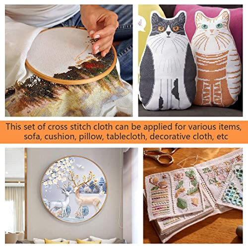 White 14 Count Aida Cloth Cross Stitch Fabric, 6 Pieces 18 x 12 Inch White Embroidery Fabric Cotton Needlepoint Canvas for Counted Cross Stitch, DIY Needlework, Embroidery, Crafts and Home Decor - size: 14 CT-6Pcs