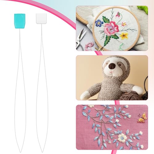 10 PCS Punch Needle Threader 7.87 Inch Long Threader for Embroidery Punch Needle Kit Stitching Sewing Accessories for Cross Stitch DIY Sewing Craft Work