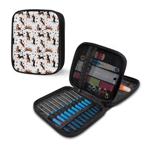 Kathyboom Empty Crochet Hook Case - Dachshund Crochet Hook Organizer Case Stand Up-Corchet Organizer - Crochet Hook Holder for Crochet Needles, Crochet Accessories - color: Dachshund