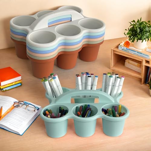 6 Pack Plastic Classroom Caddy Organizer with Handle, 6 Compartment, Boho - color: Boho
