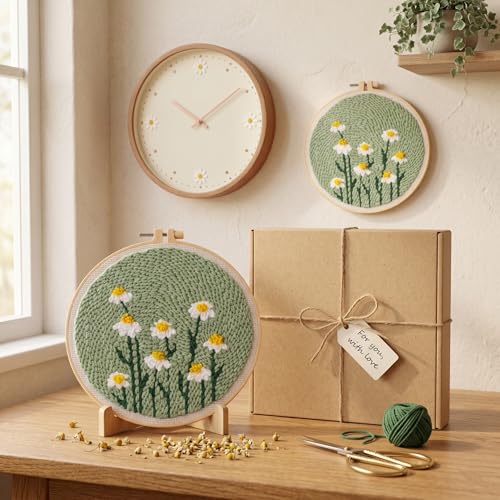 Fusionchaos Punch Needle Kits for Adults Beginners, Green Daisy - color: Daisy
