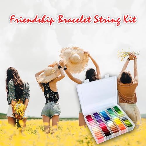 Friendship Bracelet String Kit String Bracelet Making Kit with 80 Skeins Embroidery Floss Cross Stitch Thread with Storage Box - color: 80 colors