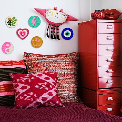 Mefatus Punch Needle Kit for Beginners Adults Kids Easy Punch Needle Embroidery Kit Tool Threader Fabric Hoop Yarn Rug Tufting Coaster Art and Crafts - color: #1 pink