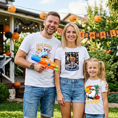 24Pcs Summer Halloween DTF Transfers Ready to Press, Spooky Summer Ghost Skeleton Pumpkin Heat Transfer Designs for T Shirts, Tote Bags, Pillows, DIY Clothing and Craft Projects - color: Summer Halloween
