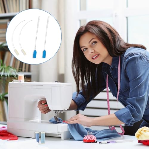 4pcs Serger Needle Threader Long Serger Needle Threader Set Punch Needles Threaders for Overlocker Looper and Needles